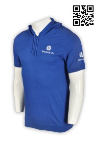 T572訂造連帽男T恤 設計電腦資訊行業  有帽 IT 行業 制服 T恤供應商     海藍色